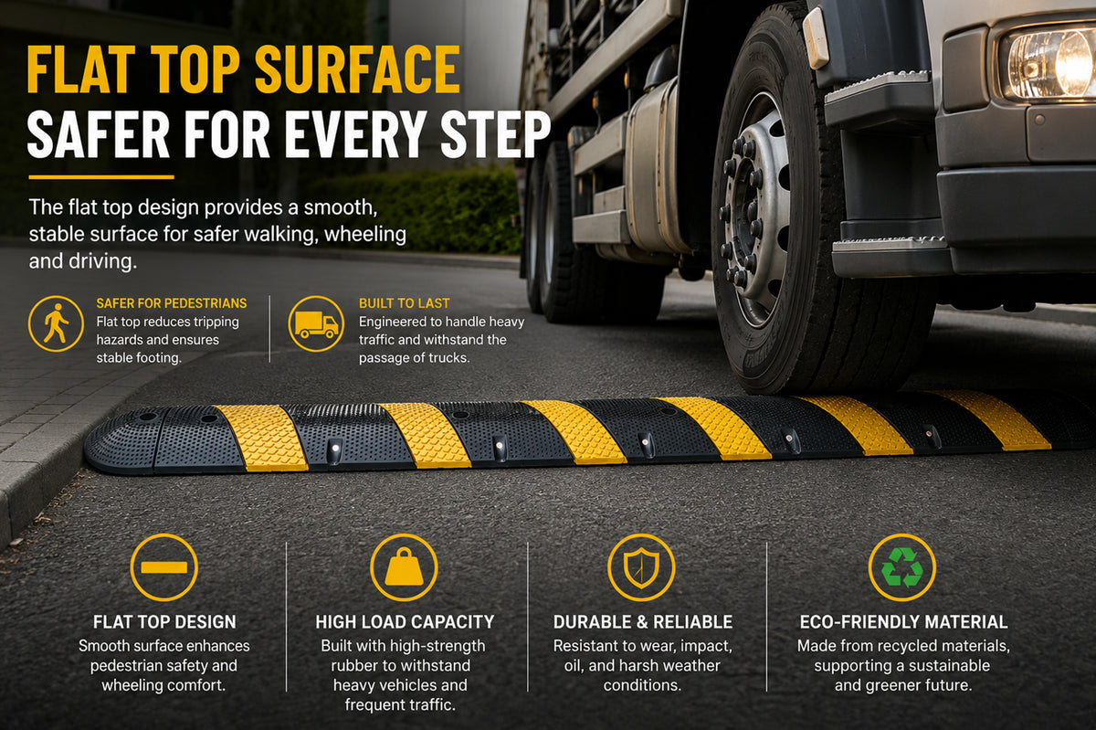 Reflective Rubber Speed Bump 3FT 4FT 6FT for Traffic Control & Safety